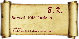 Bartal Kálmán névjegykártya